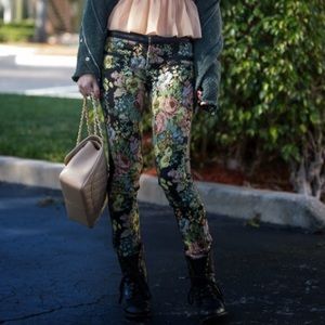 Limited edition embroidered faux leather pants